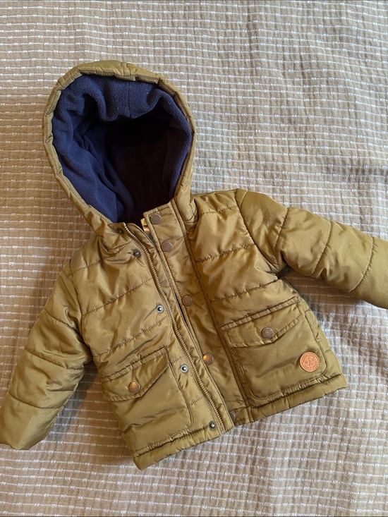 Little Me Other - Little Me Baby Olive Green Hooded Puffer Jacket Fleece Lined Size 12M